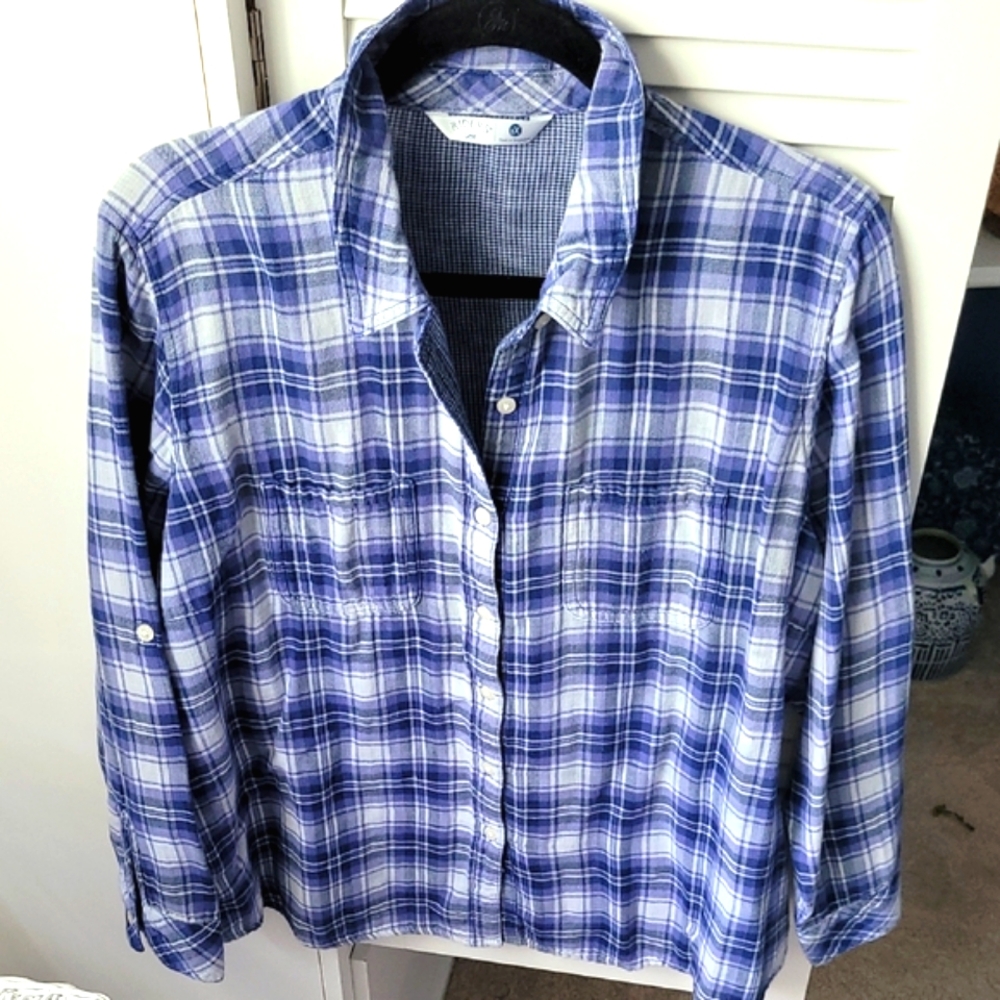 Riders by Lee Blue and White Plaid Button Down Shirt 1X